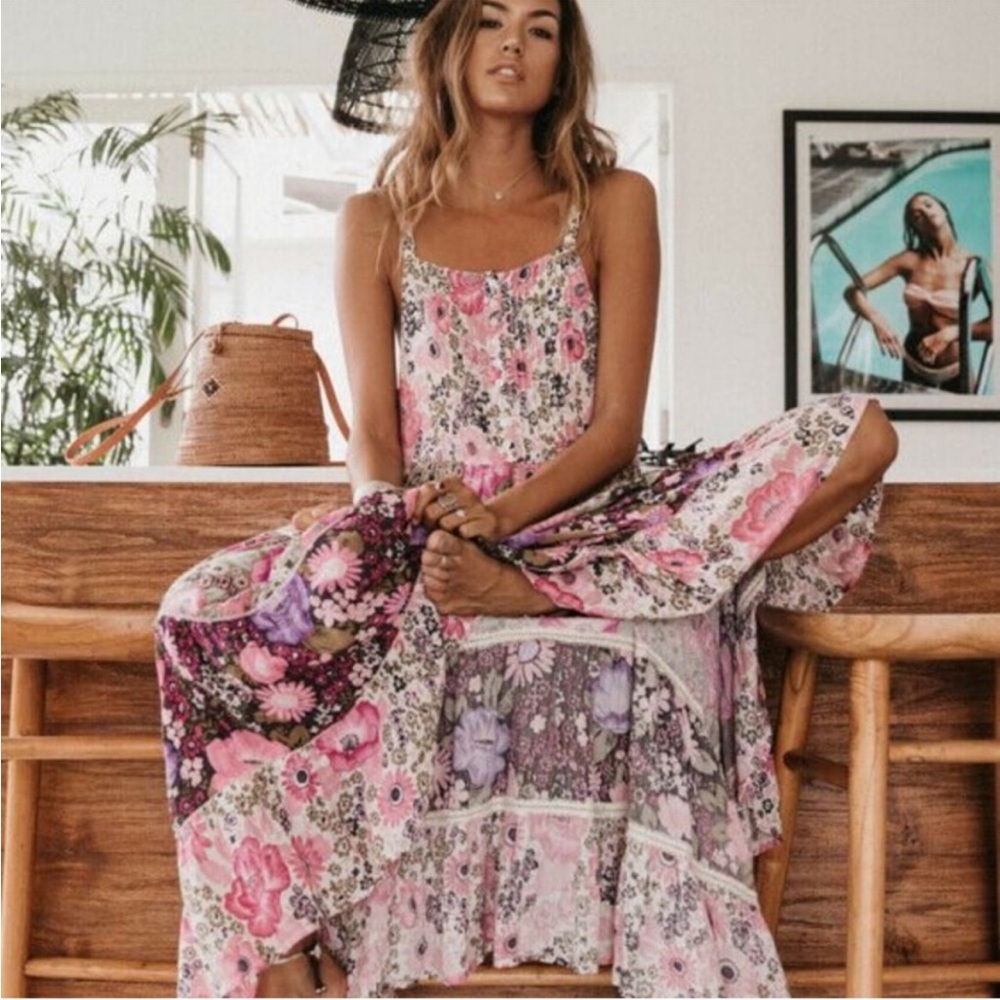 Spell Floral Patchwork Maxi Dress - Pink and Purple - Picture 14 of 16